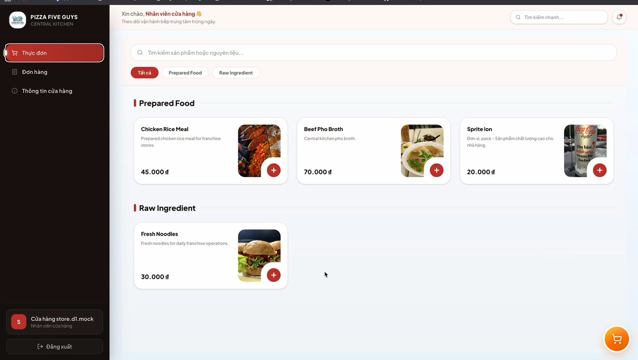 Central Kitchen menu preview