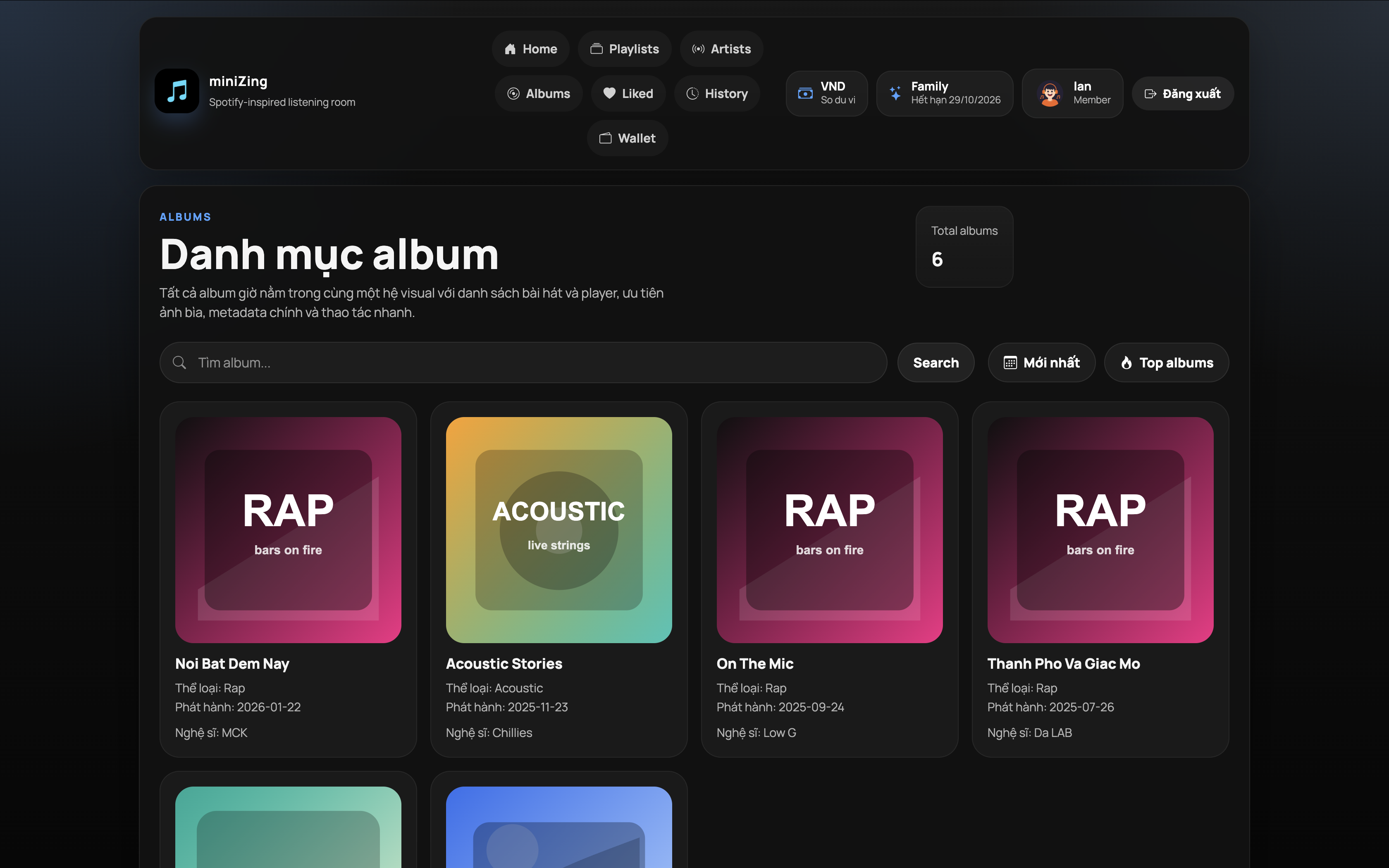 Music Web album catalog page